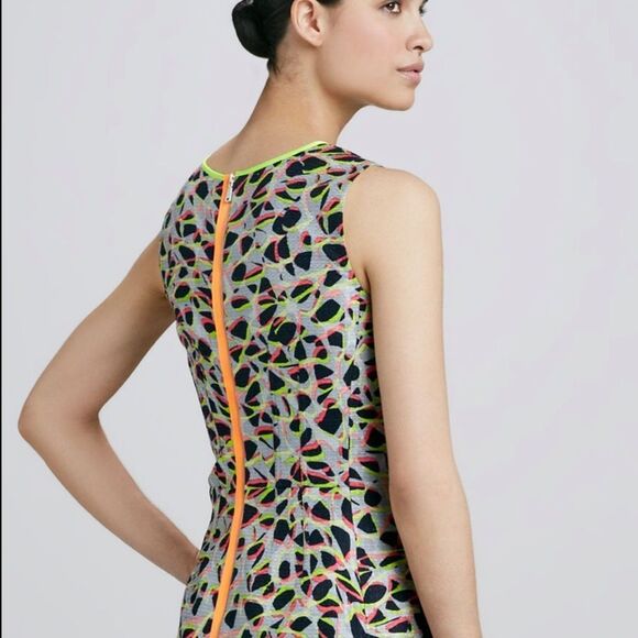 Elie Tahari Cotton/Silk-Blend Sheath Dress with Neon Accents - Picture 2 of 6